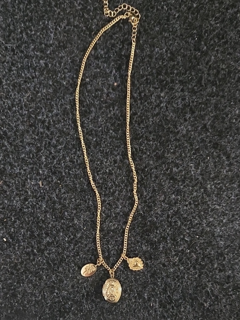 Delicate Gold-Tone Triple Pendant Necklace for Women